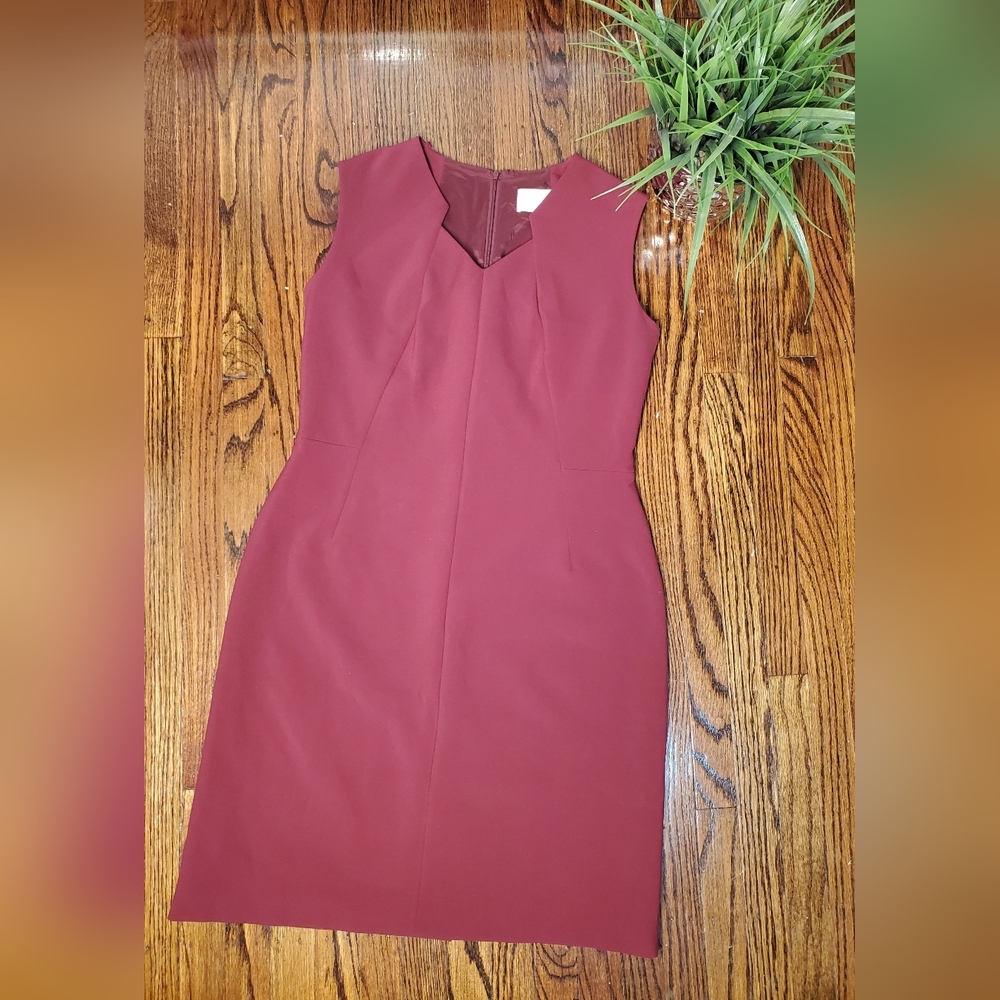 Boss Sleeveless V-Notch Midi Dress in Burgundy - Picture 2 of 8